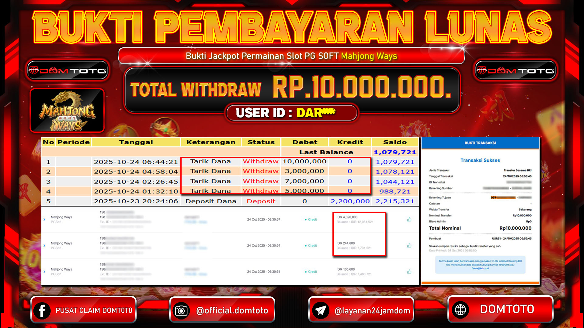 JACKPOT Slot Mahjong Ways  PG Soft 24 OKTOBER 2025